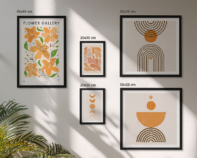 Conjunto de 5 quadros decorativos Flores elegantes e geometria