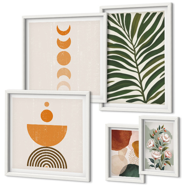Parede galeria de quadros Padrões de plantas, formas boho