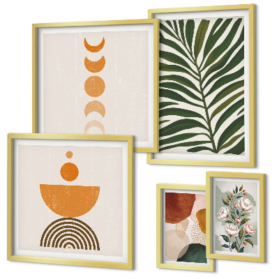 Parede galeria de quadros Padrões de plantas, formas boho
