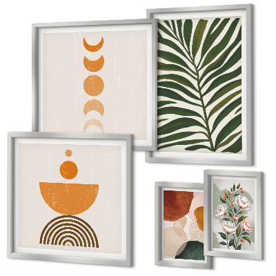 Parede galeria de quadros Padrões de plantas, formas boho