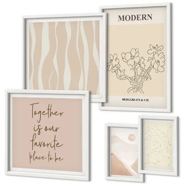 Conjunto de 5 quadros com moldura em estilo minimalista moderno