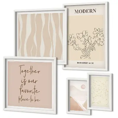 Conjunto de 5 quadros com moldura em estilo minimalista moderno