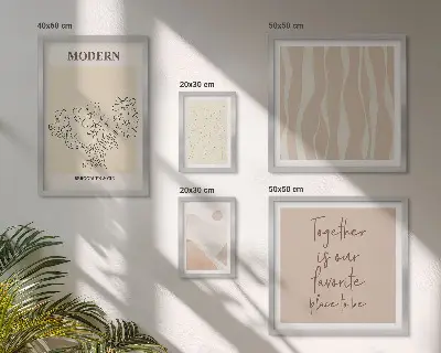 Conjunto de 5 quadros com moldura em estilo minimalista moderno