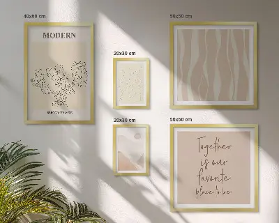 Conjunto de 5 quadros com moldura em estilo minimalista moderno