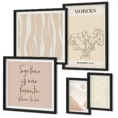 Conjunto de 5 quadros com moldura em estilo minimalista moderno