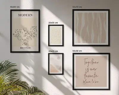Conjunto de 5 quadros com moldura em estilo minimalista moderno