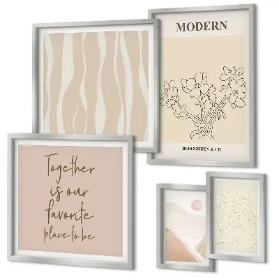 Conjunto de 5 quadros com moldura em estilo minimalista moderno