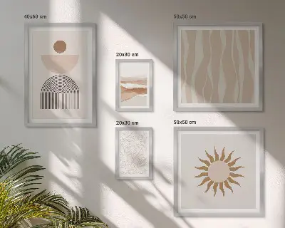 Conjunto de 5 quadros decorativos com formas abstratas e elegantes da natureza