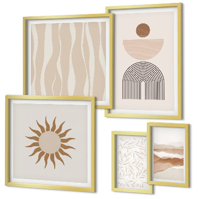 Conjunto de 5 quadros decorativos Formas abstratas e elegantes da natureza