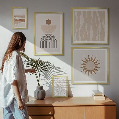 Conjunto de 5 quadros decorativos Formas abstratas e elegantes da natureza