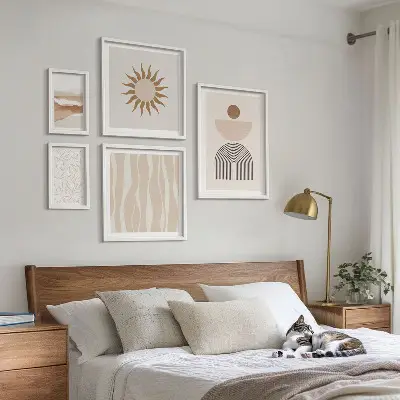 Conjunto de 5 quadros decorativos com formas abstratas e elegantes da natureza