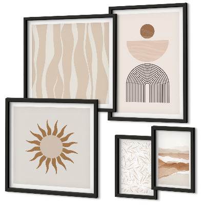 Conjunto de 5 quadros decorativos Formas abstratas e elegantes da natureza