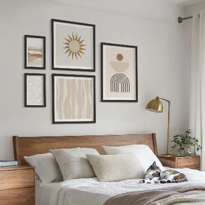 Conjunto de 5 quadros decorativos com formas abstratas e elegantes da natureza