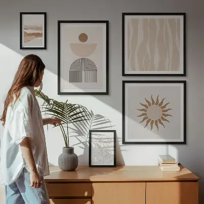 Conjunto de 5 quadros decorativos com formas abstratas e elegantes da natureza
