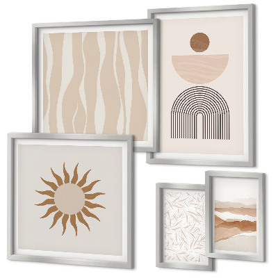 Conjunto de 5 quadros decorativos Formas abstratas e elegantes da natureza