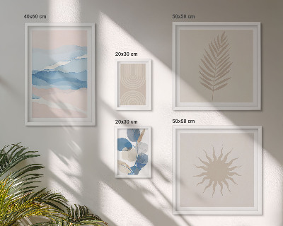 Parede galeria de quadros ondas abstratas de plantas