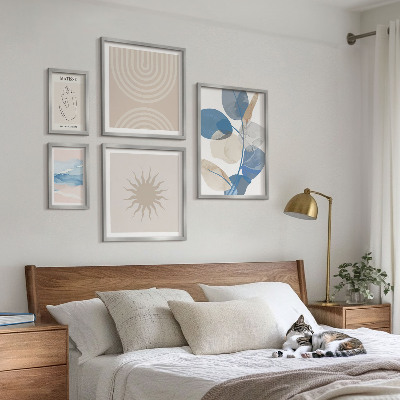 Conjunto de 5 quadros com moldura Plantas abstratas estilosas