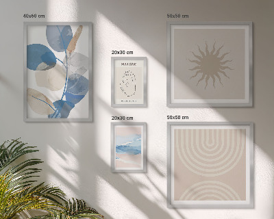 Conjunto de 5 quadros com moldura Plantas abstratas estilosas