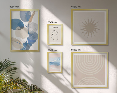 Conjunto de 5 quadros com moldura Plantas abstratas estilosas
