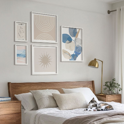Conjunto de 5 quadros com moldura Plantas abstratas estilosas