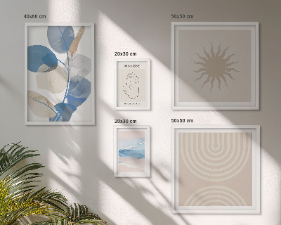 Conjunto de 5 quadros com moldura Plantas abstratas estilosas