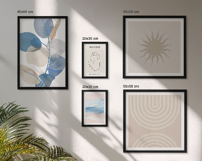 Conjunto de 5 quadros com moldura Plantas abstratas estilosas
