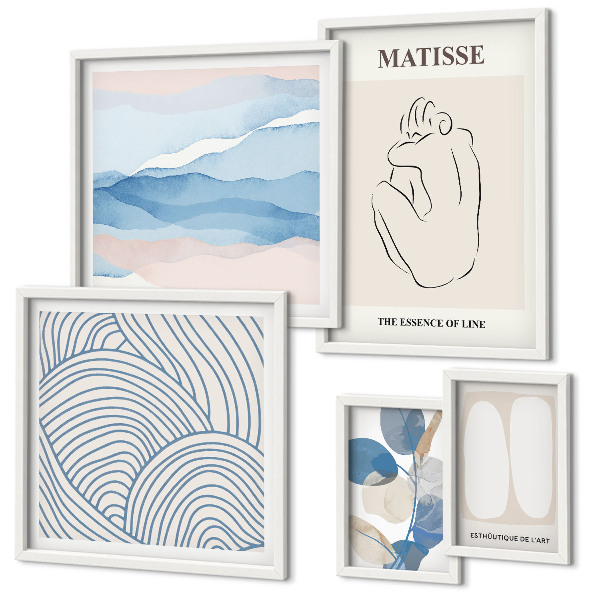 Conjunto de 5 quadros decorativos Gráficos abstratos elegantes da natureza