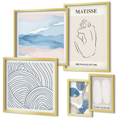 Conjunto de 5 quadros decorativos Gráficos abstratos elegantes da natureza