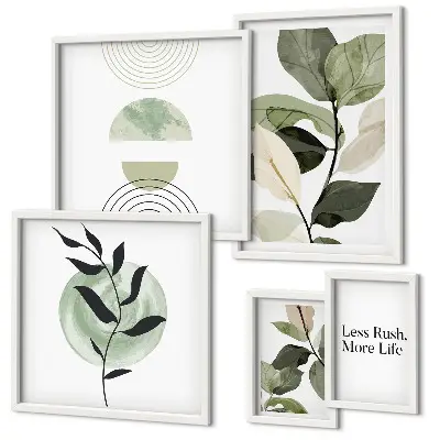 Galeria de parede gráficos de interiores com design de plantas elegantes