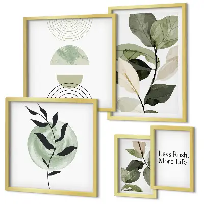 Galeria de parede gráficos de interiores com design de plantas elegantes