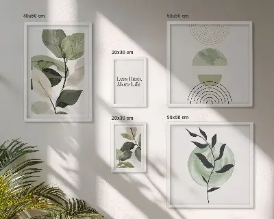 Galeria de parede gráficos de interiores com design de plantas elegantes