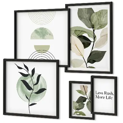 Galeria de parede gráficos de interiores com design de plantas elegantes