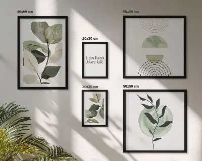 Galeria de parede gráficos de interiores com design de plantas elegantes