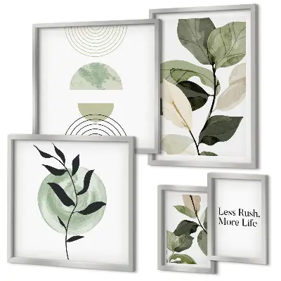 Galeria de parede gráficos de interiores com design de plantas elegantes