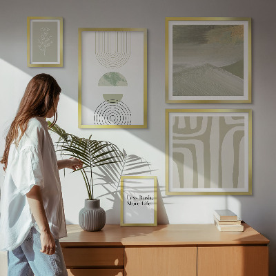 Parede galeria de quadros Gráficos elegantes de elementos da natureza em tons pastel