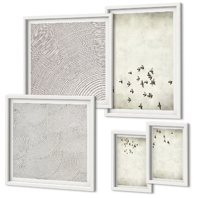 Conjunto de 5 quadros decorativos Pintura minimalista de pássaro