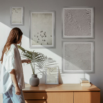 Conjunto de 5 quadros decorativos Pintura minimalista de pássaro