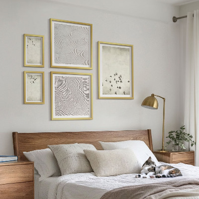 Conjunto de 5 quadros decorativos Pintura minimalista de pássaro
