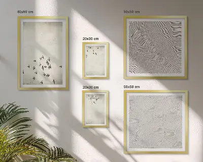 Conjunto de 5 quadros decorativos com pintura minimalista de pássaro