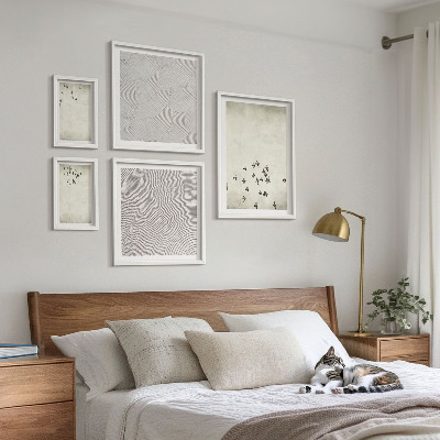 Conjunto de 5 quadros decorativos Pintura minimalista de pássaro