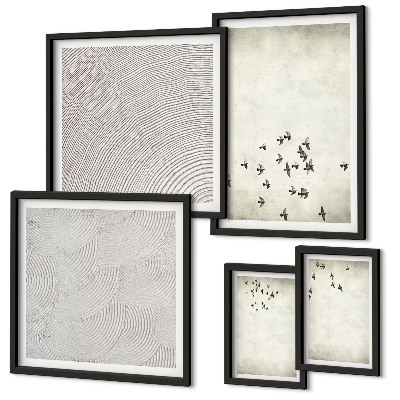 Conjunto de 5 quadros decorativos Pintura minimalista de pássaro