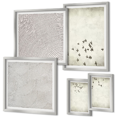 Conjunto de 5 quadros decorativos Pintura minimalista de pássaro