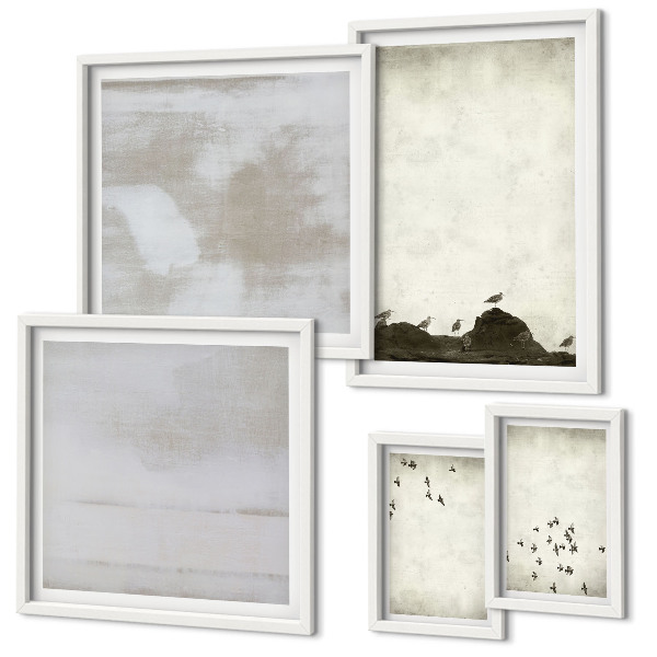 Parede galeria de quadros Pássaros minimalistas em voo