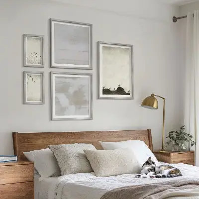 Galeria de quadros para parede tema pássaros minimalistas em voo