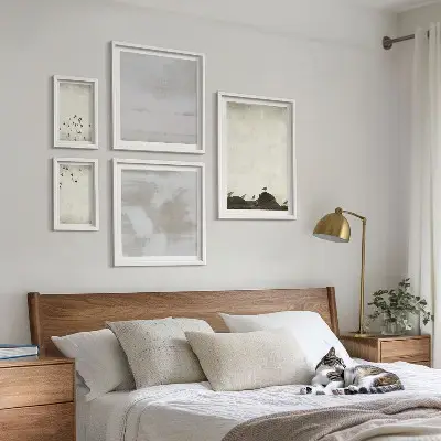 Galeria de quadros para parede tema pássaros minimalistas em voo