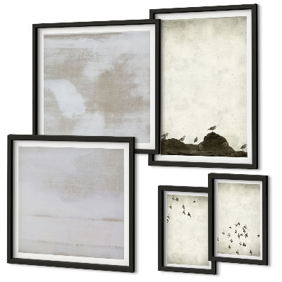 Parede galeria de quadros Pássaros minimalistas em voo