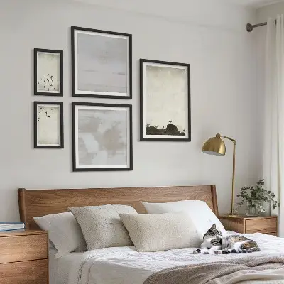 Galeria de quadros para parede tema pássaros minimalistas em voo