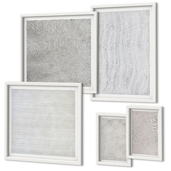 Conjunto de 5 quadros com moldura padrões de areia estruturas geometria