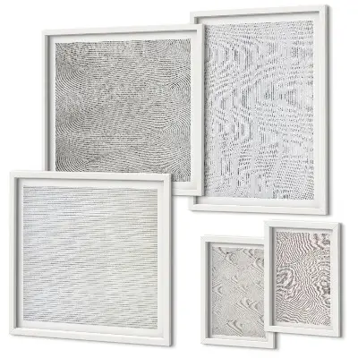 Conjunto de 5 quadros com moldura com padrões de estruturas geométricas de areia