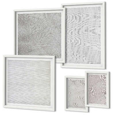 Conjunto de 5 quadros com moldura padrões de areia estruturas geometria